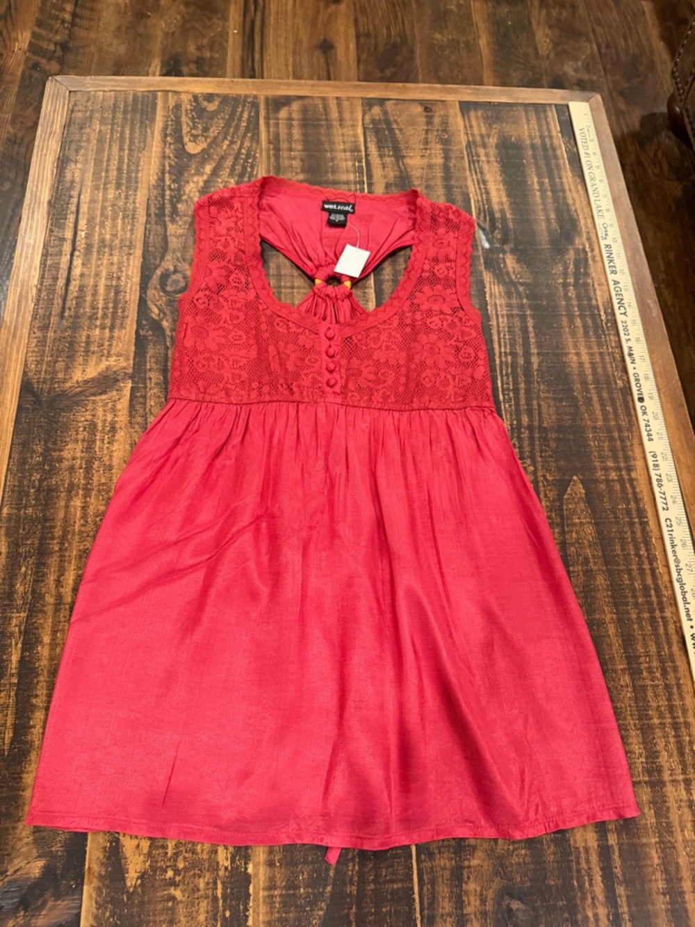 Wet Seal Coral Pink Lace Yoke Sleeveless Tunic Dress